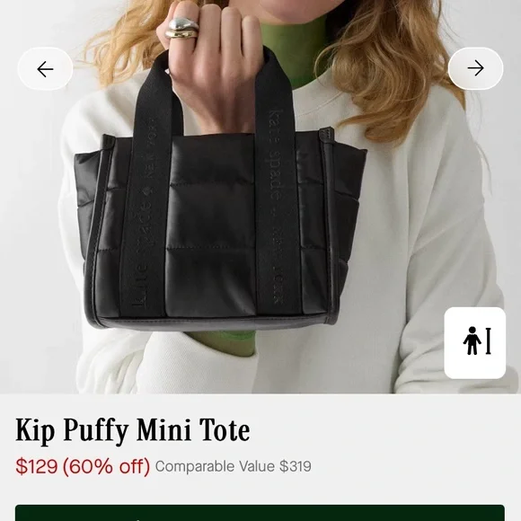 NWT Kate Spade Black Kip Mini Puffy Tote - Picture 4 of 8